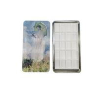 CUSON Metal Paint Box Empty Watercolor Palette, Modern Style, Monet With 20pcs Full Pans, 17x9x1.5 cm, 20 Pans Capacity