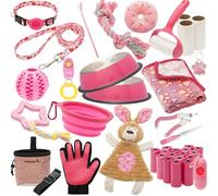 CUSOZWO 39 Pcs Puppy Starter Kit - New Puppy Welcome Home Kit Small Dog Essentials for New Owners Includes Dog Toys, Dog Collar Leash Set, Poop Waste Bag with Dispenser, Bowls, Blankets...