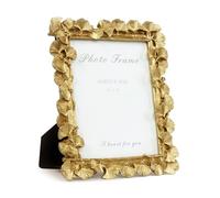Cuspin 6x8 Picture Frame Gold, Vintage Ornate Leaf Textured Hand-Crafted Resin with Glass Front Antique Photo Frame for Tabletop Display, Retro Design Home Decor