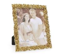 Cuspin 8x10 Picture Frame Vintage, Gold Ornate Rose Flower Resin Photo Frame with Glass Front for Wall Hanging or Tabletop Display, Antique Picture Frames for Home Decor