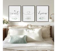 Cuspin Framed Canvas Wall Art For Bedroom Decor, 3 Piece Sweet Dreams Signs Wall Art, Modern Minimalist Bedroom Pictures for Master Guest Room Wall Decor Above Bed