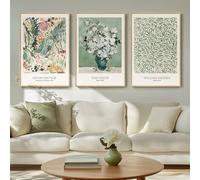 Cuspin Framed Large Sage Green Vintage Matisse Wall Art Set, 3 Piece Canvas Famous Painting, Artwork for Walls, Modern Floral Botanical Wall Decor, 30x60 Inch, Living Room, Bedroom, Home Office