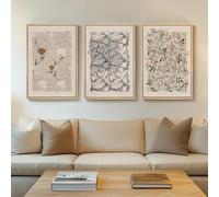 Cuspin Framed Large William Morris Canvas Wall Art Set of 3, Vintage Nature Floral Artwork Prints, Boho Neutral Botanical Wall Decor for Living Room, Bedroom, Hallway and Office, Total Size 30x60