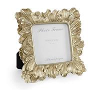 Cuspin Gold Picture Frames 4x4, Vintage Gold Resin Photo Frame Palm Leaves Textured with Glass Front, Elegant Retro Square Frame for Wall and Tabletop Display Home Decor
