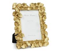 Cuspin Gold Picture Frames 4x6 Vintage Gold Frame, Ornate Leaf Textured Hand-Crafted Resin with Glass Front Antique Photo Frame for Tabletop Display, Retro Design Home Decor