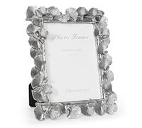 Cuspin Silver 5x7 Picture Frame, Vintage Silver Ornate Leaf Textured Hand-Crafted Resin Frames with Glass Front, Antique Photo Frame for Tabletop Display, Retro Design Home Decor