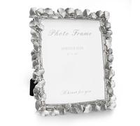 Cuspin Silver 8x10 Picture Frame, Vintage Silver Ornate Leaf Textured Hand-Crafted Resin with Glass Front Antique Photo Frame for Tabletop Display, Retro Design Home Decor