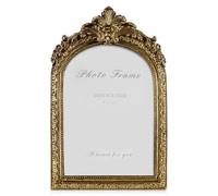 Cuspin Vintage 4x6 Picture Frame, Gold Ornate Resin Frames with Plexiglass Front for Tabletop and Wall Mounting, Antique Arched Photo Frame for Home Office Decor