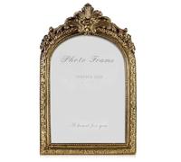 Cuspin Vintage Picture Frames 5x7 Gold Frame, Gold Ornate Resin Photo Frame with Glass Front for Tabletop and Wall Mounting, Antique Arched Picture Frame for Home Decor
