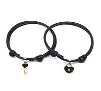 CUSROS 1 Pair Couple Bracelet Chic Adjustable Resin Key Heart Lock Chain Bangle for Dating Women Girls Jewelry Gift Black One Size