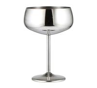 CUSROS Bend-resistant Wine Glass Streamlined Design Stainless Steel with Wide-mouth Comfortable Grip Durable Long-lasting Champagne Coupe Silver