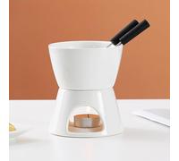 CUSROS Chocolate Fondue Pot Ceramic Chocolate Warmers For Dipping Butter Melting Pot Small Fondue Pot Cheese Fondue Set Tea Light Melting Pot Fondue For Cheese, Chocolate And Tapas White