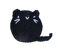 CUSROS Drinks Coaster Wine Glasses Coaster Crochet Cartoon Cat Coaster Heat-resistant Non-slip Table Protection Black