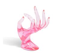 CUSROS Hand Form Ring Holder, OK Shape Mannequin Hand, Jewelry Organization Rack, Acrylic Bracelet Ring Watch Support Display Stand, Keychain Holder, Acrylic Ring Organizer Pink