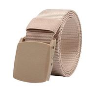 CUSROS Men's Perfect Fit Delicate Buckle Adjustable Belt for Everyday Wear Tactical Outdoor Sports Nylon Belt Lightweight Plain Belt (Beige)