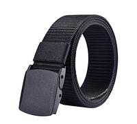 CUSROS Men's Perfect Fit Delicate Buckle Adjustable Belt for Everyday Wear Tactical Outdoor Sports Nylon Belt Lightweight Plain Belt (Black) 中号