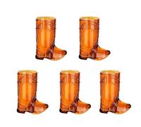 CUSROS Mini Cowgirl Hat Shot Glasses Durable Cowboy Boot Cups 5pcs Boots Wine Western Theme Party Tumblers Hard Plastic Compact Fun Brown
