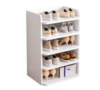 CUSROS Modern Shoe Storage Cabinet with Extended Tier Plate, Shoe Rack Shoe Shelf with Guardrail Countertop, 5-Tier Shoes Organizer Shoe Storage Stand for Entryway, Hallway White one size