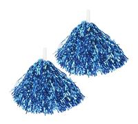 CUSROS Plastic Handle Pom Poms Sparkling Cheerleader 2pcs Metallic Pompoms with Non-slip Vibrant Sports for Cheerleading Dance Blue