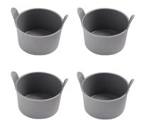 CUSROS Poached Egg Mold Silicone Air Fryer Poacher with Handle Non-stick Round Poached Egg Maker Cooker, Easy Release Egg Cups Poached Eggs Pan for COSORI/Ninja Foodi/Tower Grey 4pcs