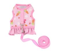 CUSROS Rabbit Harness and Lead Set, Adjustable Bunny Harness, Cute Small Pet Vest Harness for Rabbit Small Cat Dog Hamsters Ferret Bunny Kitten Puppy Guinea Pig Outdoor Walking Pink M
