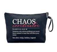 Cusrtyh Chaos Coordinator Definition Funny Canvas Zipper Makeup Bag, Travel Accessories Storage Toiletries Bag, Gifts for Boss Coaches Teachers Coworkers Friends Bestie Office Worker Survival Kit