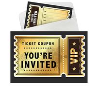 Cusrtyh Movie VIP Party Invitations，VIP Movie Night，Birthday Party Invitations，VIP Ticket Party Invitation，15 Cards With 15 Envelopes
