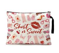 Cusrtyh Short Sweet Love Song SC Fans Funny Canvas Zipper Makeup Bag, Travel Accessories Storage Toiletries Bag, Pink Lady Themed Party Gifts, Gifts for Music Fan Sister Coworker Bestie Friends BBF