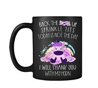 Cussing Unicorn Shank You with My Horn Coffee Mug. (Black Satin Mug)