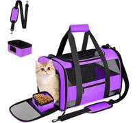CUSSIOU Large Airline Approved Cat Carrier Dog Carriers for Dogs Under 25 Lbs, Collapsible Soft Sided Travel Carriers for Puppy Kitten, Purple