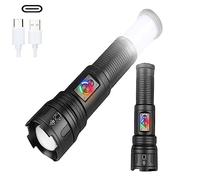 Cussity LED Torches Rechargeable Super Bright，Zoomable Powerful Torch with Tail Light, Waterproof Tactical Handheld Torch for Outdoor/Camping/Fishing/Hiking
