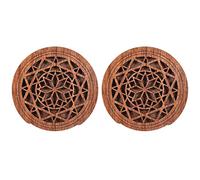 Cusstally 2 x Mahogany Wood Guitar Sound Hole Cover Pad for Folk Acoustic Guitars EQ Style 1