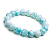 Cusstally charm bracelet 11mm Genuine Natural Blue Larimar Gemstone Round Beads Bracelet Women Men Stretch AAAAA