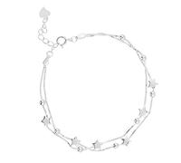 Cusstally Charm Bracelet 925 Silver Bracelets for Women Double Layer Round Bead Star-Shape Round Beads Bracelets for Birthday Party Gifts