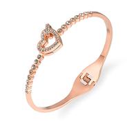 Cusstally Charm Bracelet Fashion Bracelets 2021 Fashion Lover's Charm Bracelets Stainless Steel Black Gold Color Metal Buckle Bangles Female Party Simple Jewelry Bracelets (Size : Rose Gold Color)
