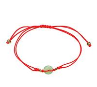 Cusstally Charm jewelry Genuine Jade Bracelet Jade Donut Bracelet Red String Good Luck Bracelet for Sister New Year Original Design for Men Womens (Color : Red)