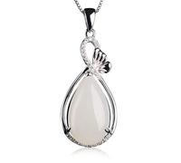 Cusstally Hotan Jade Pendant 925 Silver Inlaid White Jade Necklace Women's Certificate