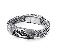 Cusstally Trend Stainless Steel Bracelet six-Character Mantra Buddha Chain Titanium Steel keel Bracelet Friend Brother Boyfriend Gift Punk Personality Fashion accessories