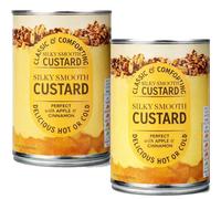 Custard 400g 2 x Tin - Silky Smooth Tinned Custard Dessert - Apple & Cinnamon Flavour - Ready to Eat Hot or Cold - Classic Creamy Dessert - Suitable for Vegetarians - sm