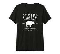 Custer South Dakota USA Distressed Bison Design Souvenir Premium T-Shirt