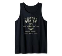 Custer South Dakota USA Distressed Skull Design Souvenir Tank Top