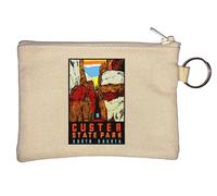 Custer State Park South Dakota Vintage Retro Travel Poster Key Chain Coin Purse Beige