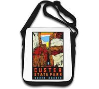 Custer State Park South Dakota Vintage Retro Travel Poster Shoulder Bag White