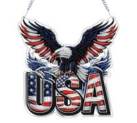 CustmArti 5D DIY Diamond Art Painting American Independence Day Creative Design Irregular Shaped PET Material Home Decor Hanging Ornament-Eagle-3