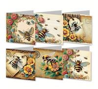 CustmArti Diamond Art Painting DIY Holiday Greeting Card Creative Blessing Folding Six-Pack Stationery Ornament Handmade Present Embroidery-Bee