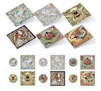 CustmArti Diamond Art Painting DIY Holiday Greeting Card Creative Blessing Folding Six-Pack Stationery Ornament Handmade Present Embroidery-Animals