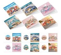 CustmArti Diamond Art Painting DIY Holiday Greeting Card Creative Blessing Folding Six-Pack Stationery Ornament Handmade Present Embroidery-Crab