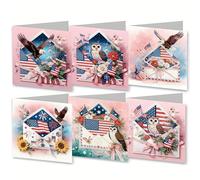 CustmArti Diamond Art Painting DIY Holiday Greeting Card Creative Blessing Folding Six-Pack Stationery Ornament Handmade Present Embroidery-Envelope