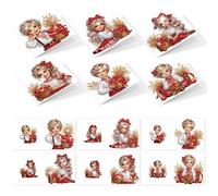 CustmArti Diamond Art Painting DIY Holiday Greeting Card Creative Blessing Folding Six-Pack Stationery Ornament Handmade Present Embroidery-Girl Boy