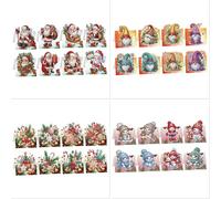 CustmArti DIY Diamond Art Painting Christmas Greeting Card Creative Holiday Blessing Folding Eight-Piece Set Stationery Ornament Present Handmade-4PCS Christmas Style